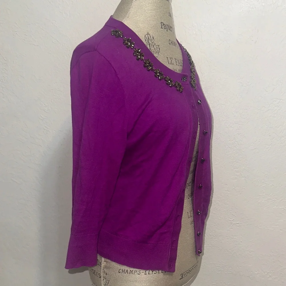 Purple‎ Pink Cardigan with Embellished Bling Collar